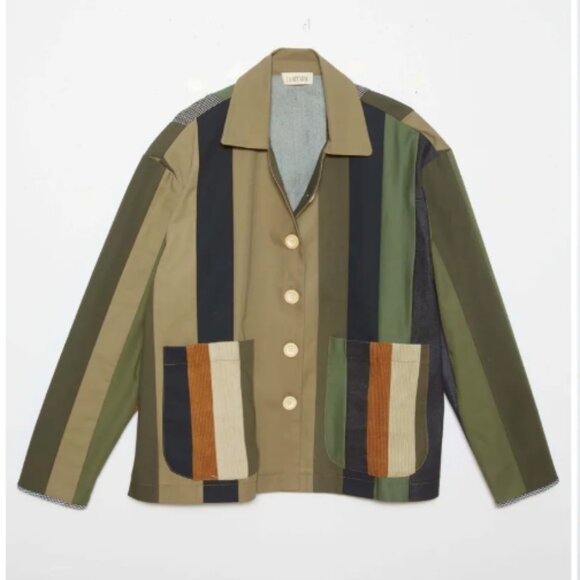 La Reunion Jackets & Blazers - La Reunion Jacket Patchwork Stripe Boho Mixed Material‎ Womens Sz Large Oversize